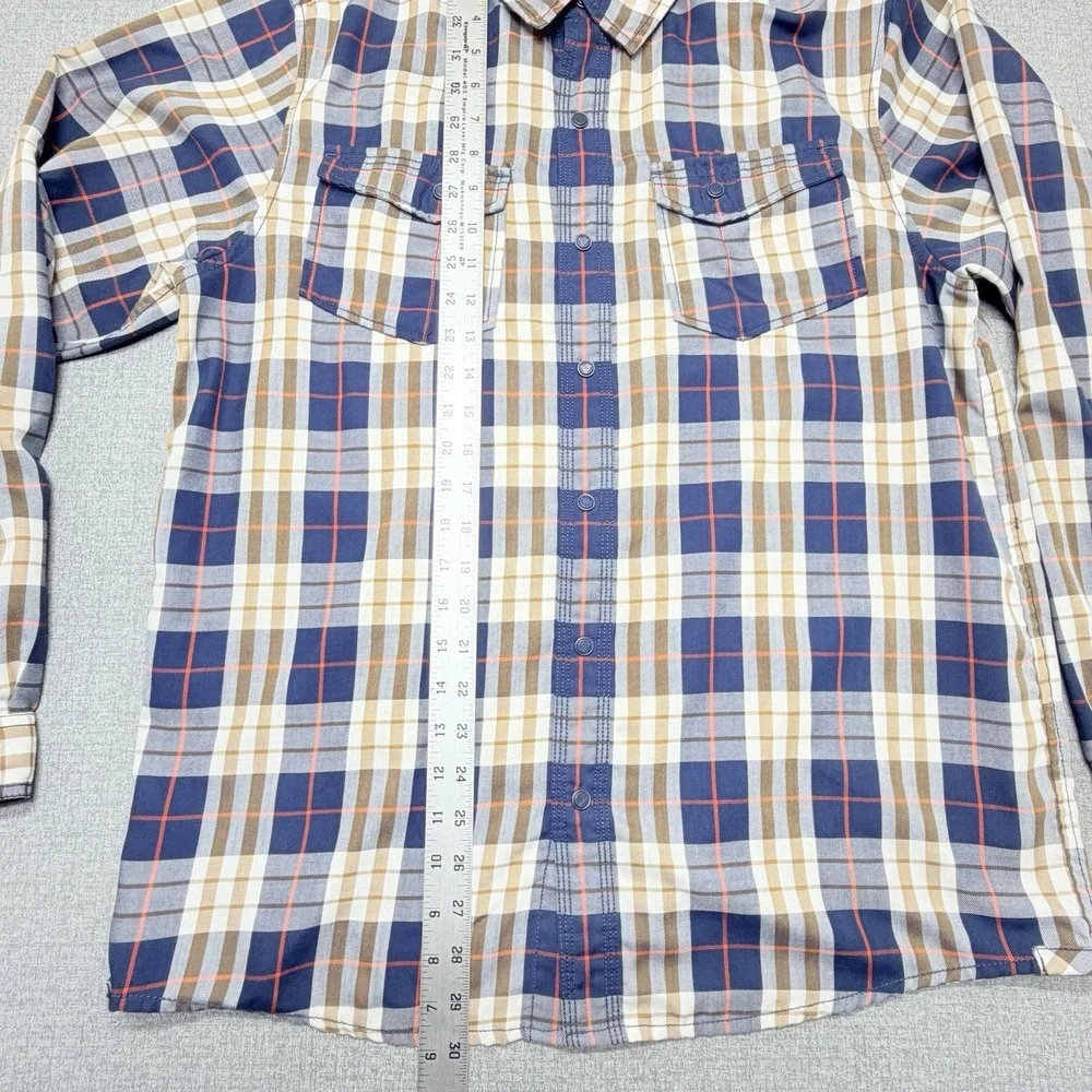 The North Face Mens Medium Plaid Flannel Snap Button Long Sleeve Hiking Shirt